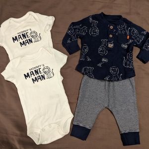 3 tops, one pant set, boy